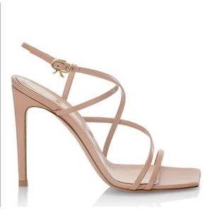 Gianvito Rossi genuine Manilla Strappy Heels Size 37.5 7.5 nude leather NEW